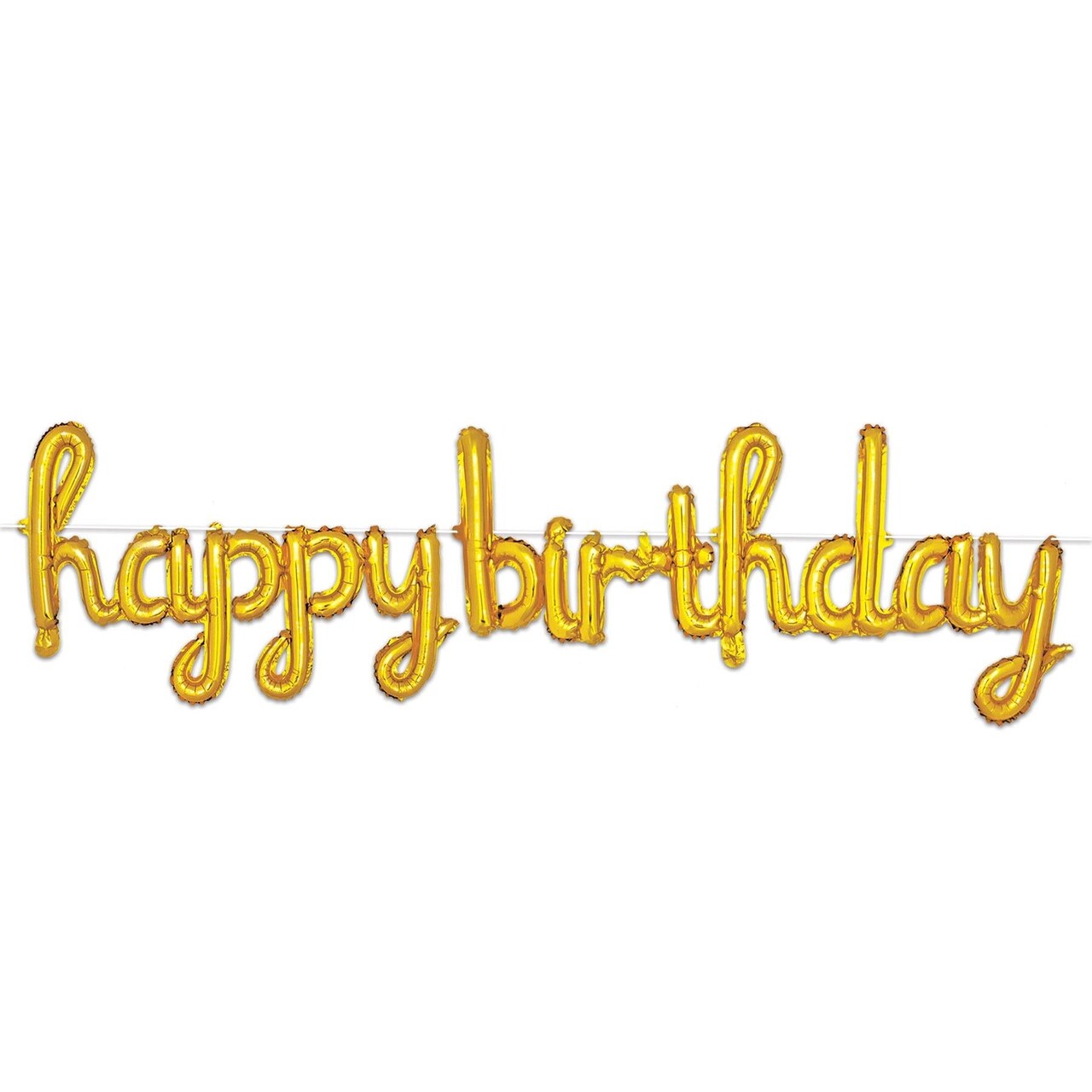 6 Pack Bulk Script Gold Happy Birthday Party Balloon Streamer